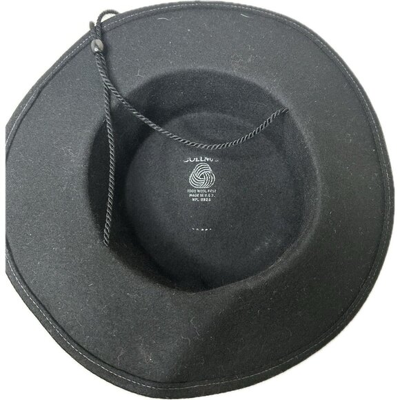 Black Wool Western Cowboy Hat Wide Brim Concho Band Rancher Boho USA - Picture 6 of 8